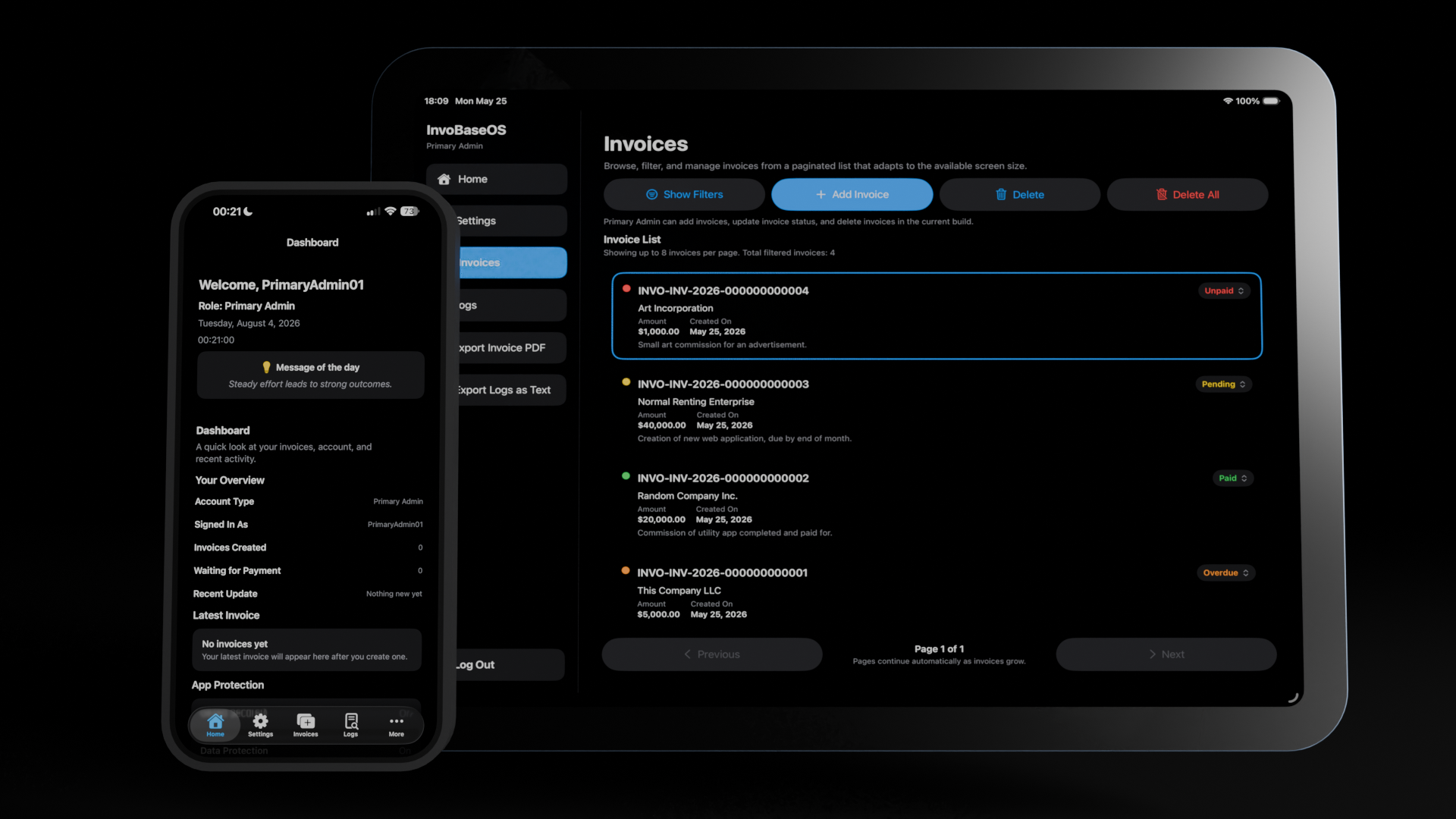 InvoBaseOS Render iPhone and iPad