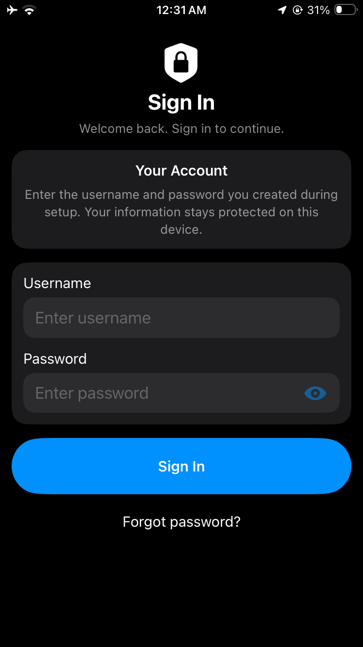 InvoBase Log In iPhone